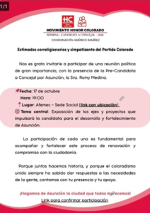 Funcionario del MEC impulsa candidatura de su esposa desde la institución