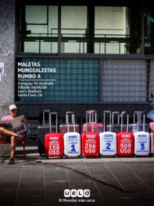 De la vereda al estadio: uela intervino las icónicas maletas de la calle Palma para comunicar sus paquetes mundialistas