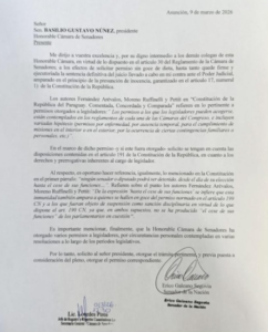Erico Galeano pide permiso al Senado sin goce de dieta hasta que quede firme su condena