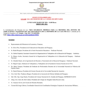 Diputados convoca sesión extra por reforma de Caja Fiscal
