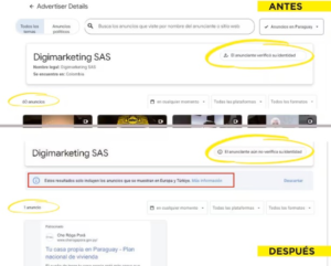 Desaparición de anuncios de Digimarketing tras denuncias