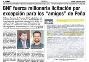 BNF negó información a oferentes de core bancario  y ayudó al Grupo Vázquez