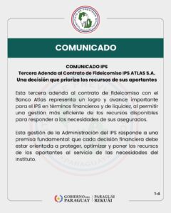 IPS formaliza Tercera Adenda con Banco Atlas: prioridad y protección de los recursos de los aportantes