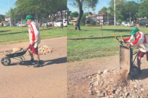 Jubilado tapa baches desde hace 20 años en Concepción con su carretilla